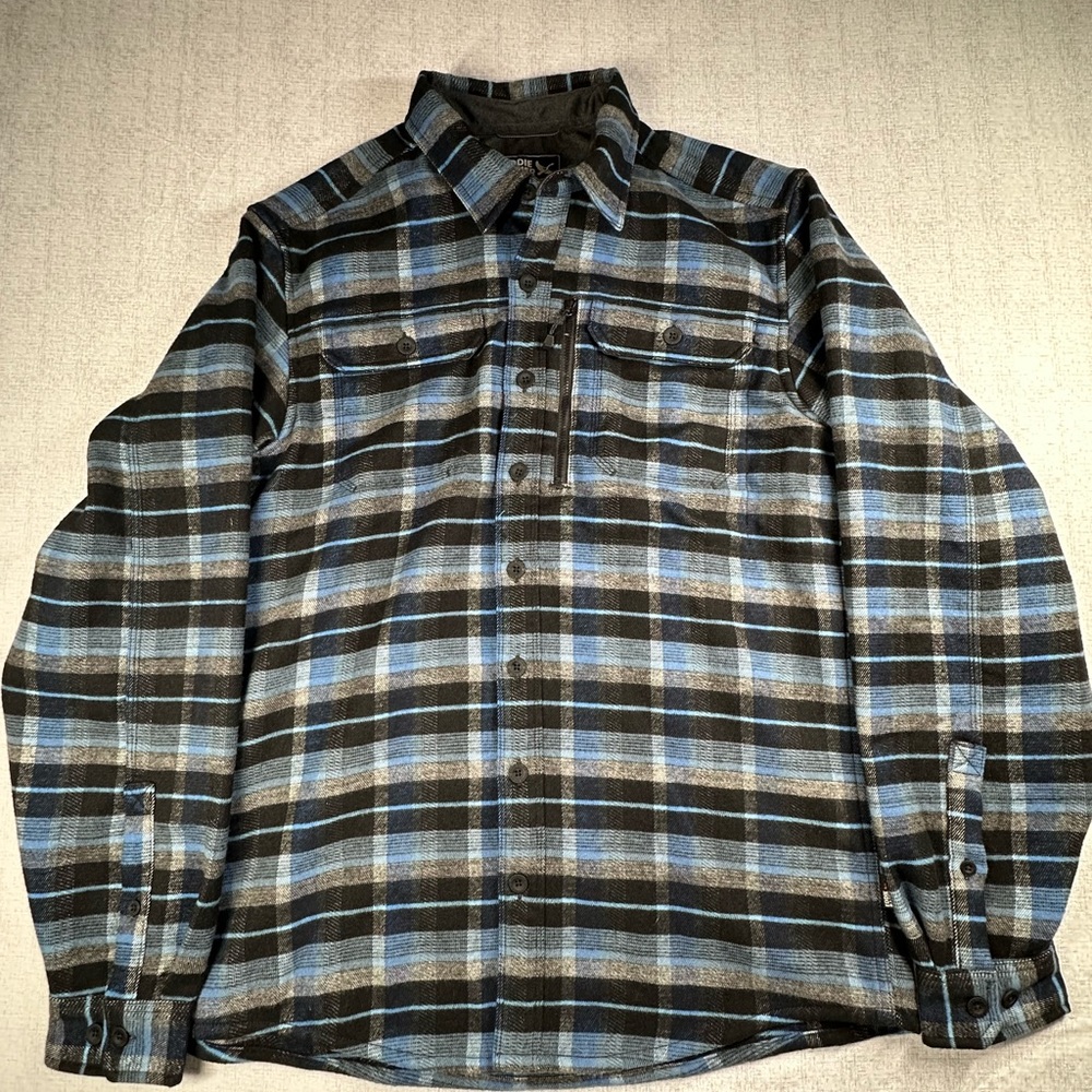 Eddie Bauer Blue and Black Plaid Men's Shirt
